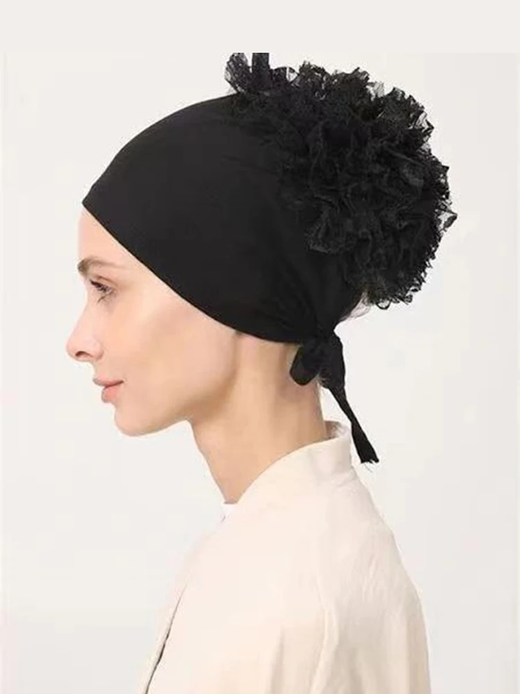 Bufanda Hijab de moda musulmana para mujer, turbante elástico suave, gorro, lazo en la espalda, voluminizador, diadema india, envoltura para la