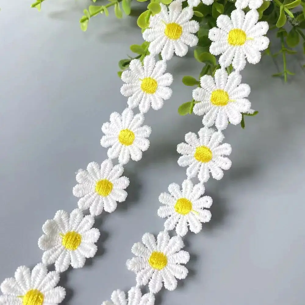 

Bright Creative Handmade Embroidered Headwear Decor Daisy Lace Trim Sewing Supplies DIY Craft Ribbon