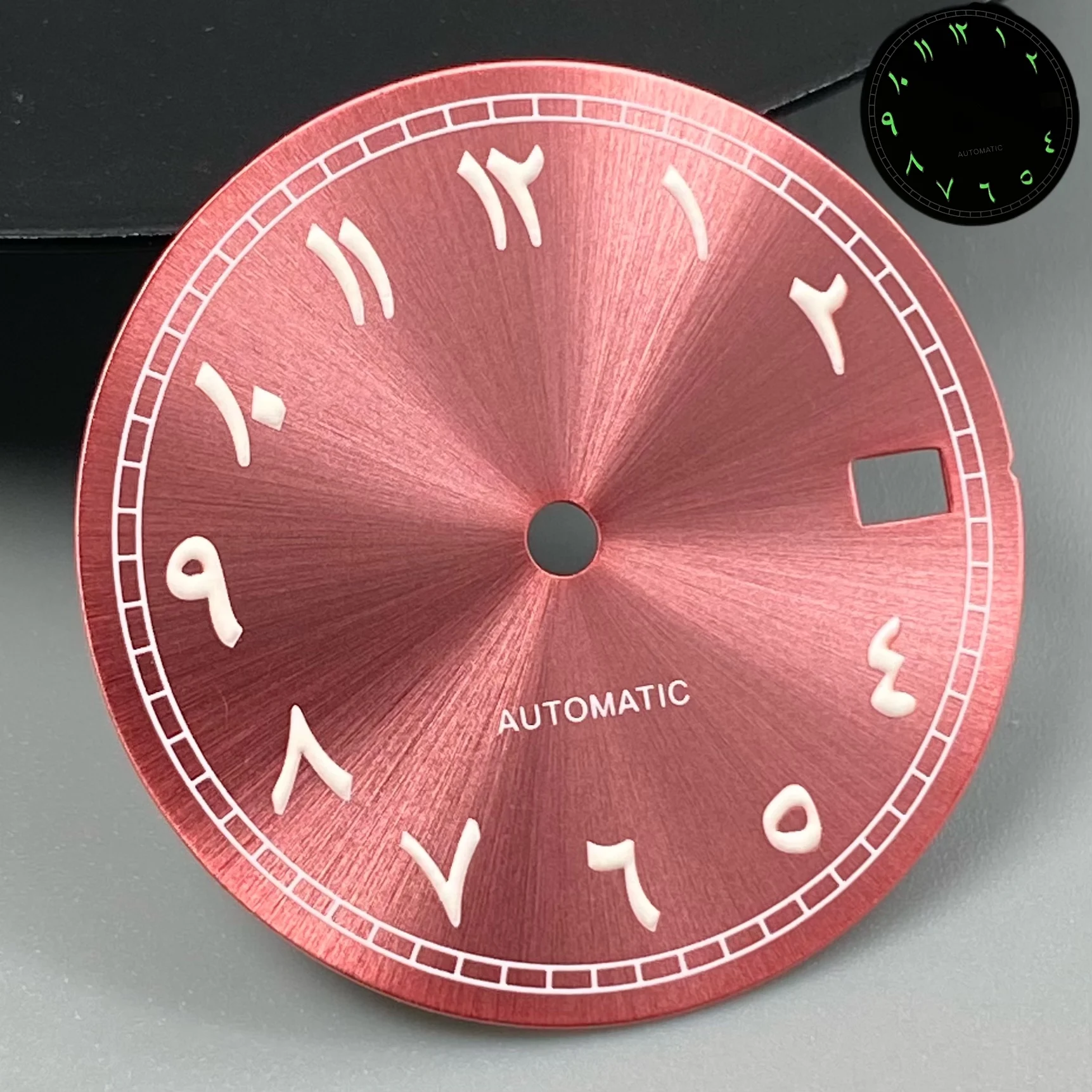 28,5mm Einzel-Datumsanzeige Zifferblatt ohne Logo mit arabischen Ziffern, passend für NH35 NH36 Uhrwerke, Uhrenzubehör, Uhrenreparaturwerkzeug für Seiko Mod Zifferblatt – Detail 8