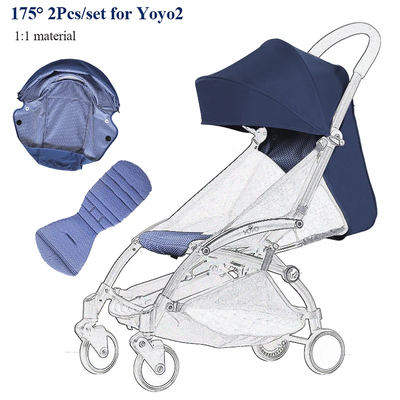 175° Stroller Hood&Seat Liner For Babyzen Yoyo Canopy Cover Cushion Fit YOYO2/YOYA Pram Sunshade 1:1 Fabric Stroller Accessories