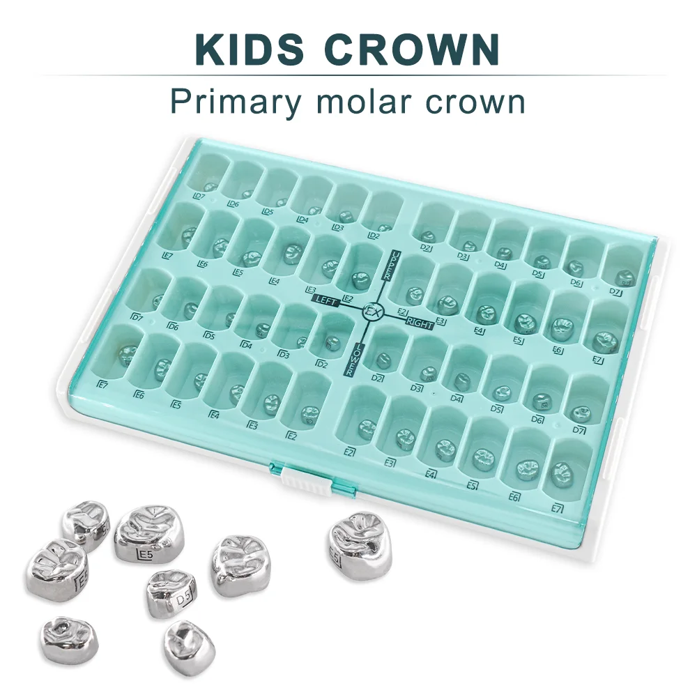 

48pcs/box Dental Kid Crowns Preformed Metal Crown Stainless Steel Temporary Crowns Dentistry Orthodontic Materials Therapy Tools