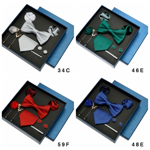 Conjunto cuadrado de bolsillo para corbata, caja de regalo para hombres y mujeres, boda, fiesta, negocios, corbata, gemelos, broche, práctico, Color sólido, venta al por mayor