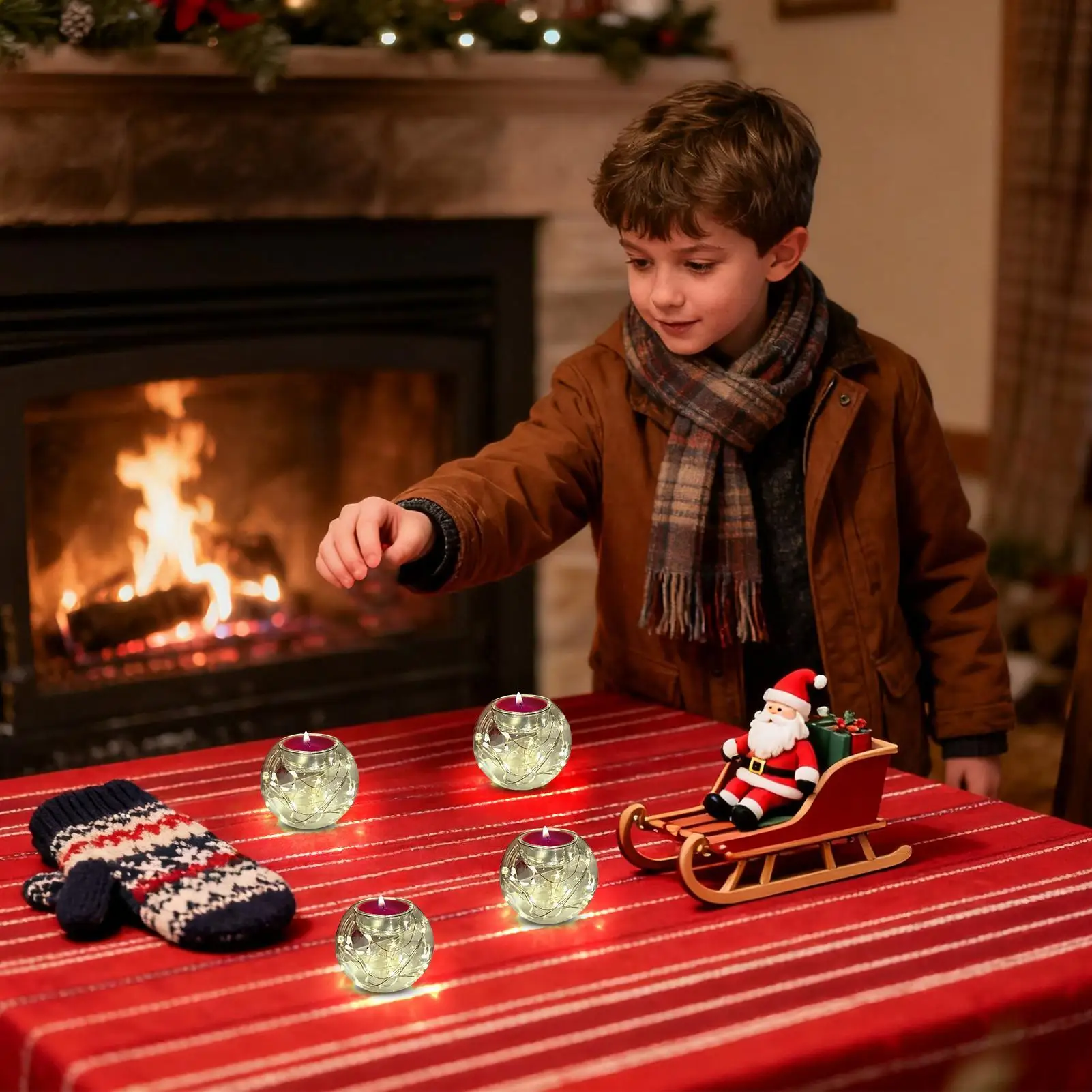 Glass Tealight Candle Holder Translucent Decor For Festive Table Centerpiece Christmas Tea Lights Candle Holder For Party Tree - Image 2