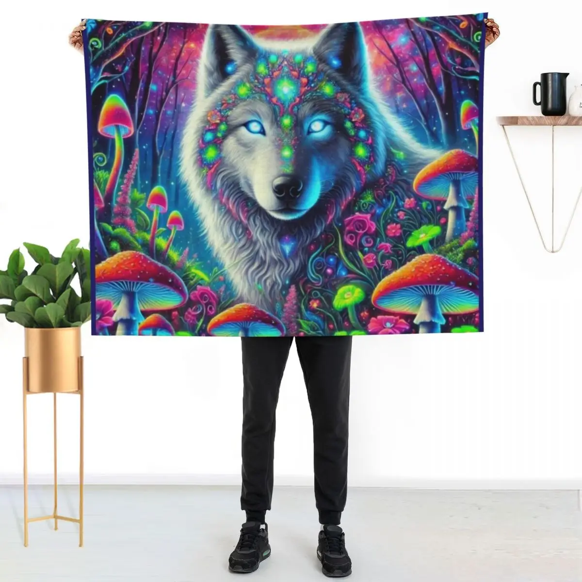 Mystic Forest Guardian Throw Blanket Sofa Quilt Sofa blankets and throws Thermal Loose Picnic Blankets