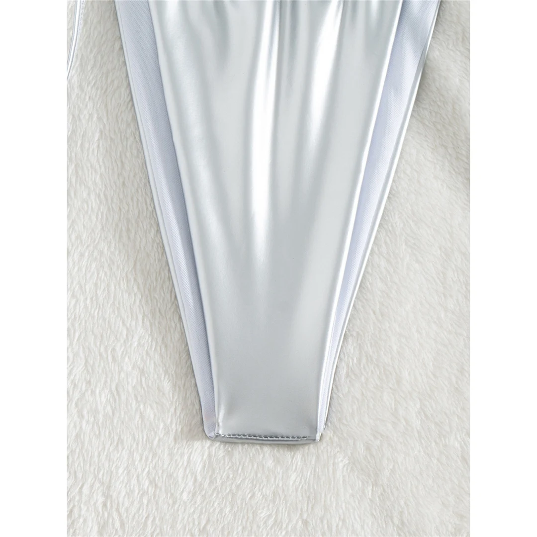 3 Farben, neues Halter-Bikini-Set aus Kunstleder, Damen-Badebekleidung, zweiteiliger Badeanzug, V6492B – Detail 20