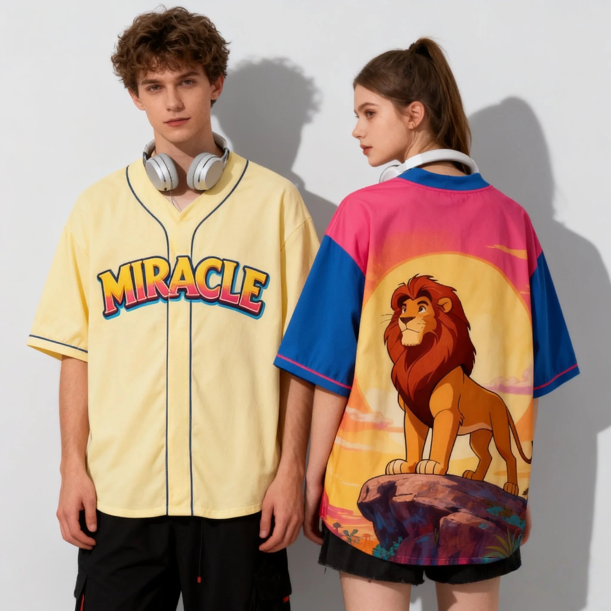 25/26 الأصلي ديزني المحيط مغامرة والأسد الملك فيلم الصيف البيسبول سترة المتضخم الأطفال الوالدين الطفل تي شيرت #2