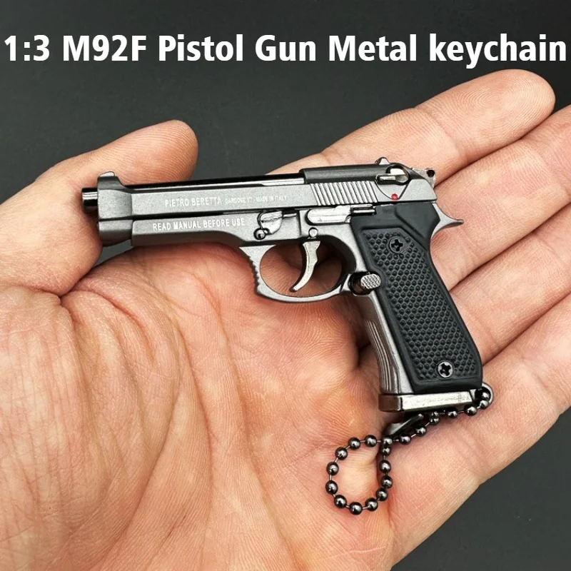 New Metal 1:3 Size Pistol Gun Inscription M92F Model Static Disassembly Toys Key Chain Decoration Crafts Figurines & Miniatures
