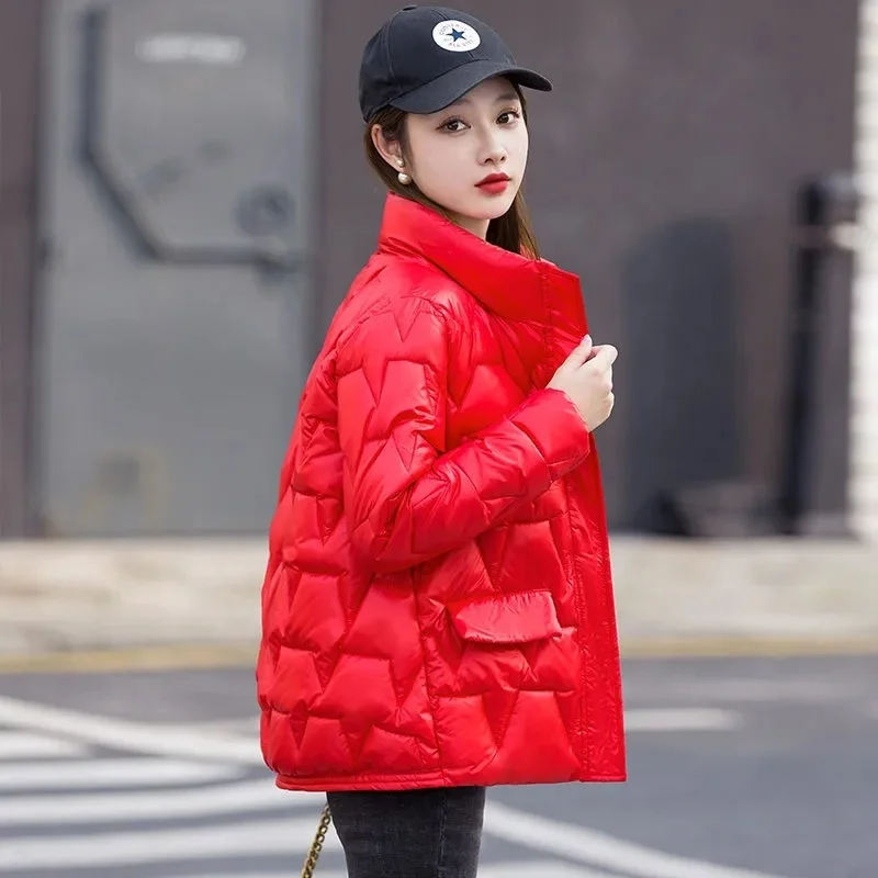 Oversized Stand-Callor Down Cotton Coat Femme 2023 Women Winter Warm Bread Parka Short Padded Casual Thick