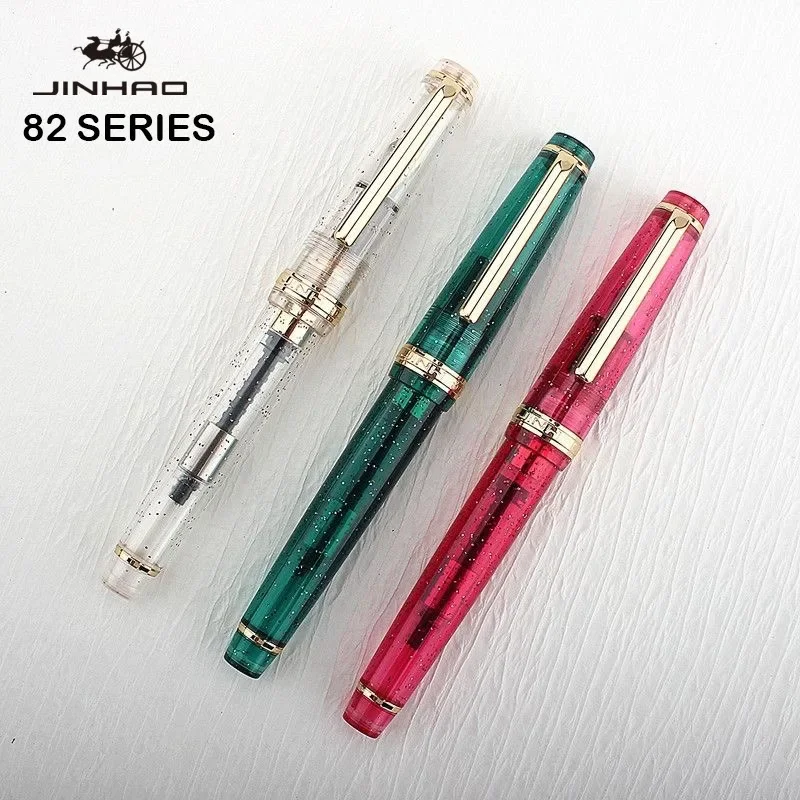 JINHAO 82 Fountain Pen Transparency Pen Spin Golden EF F M Nib Business Office School Supplies Ink Pens Stationary