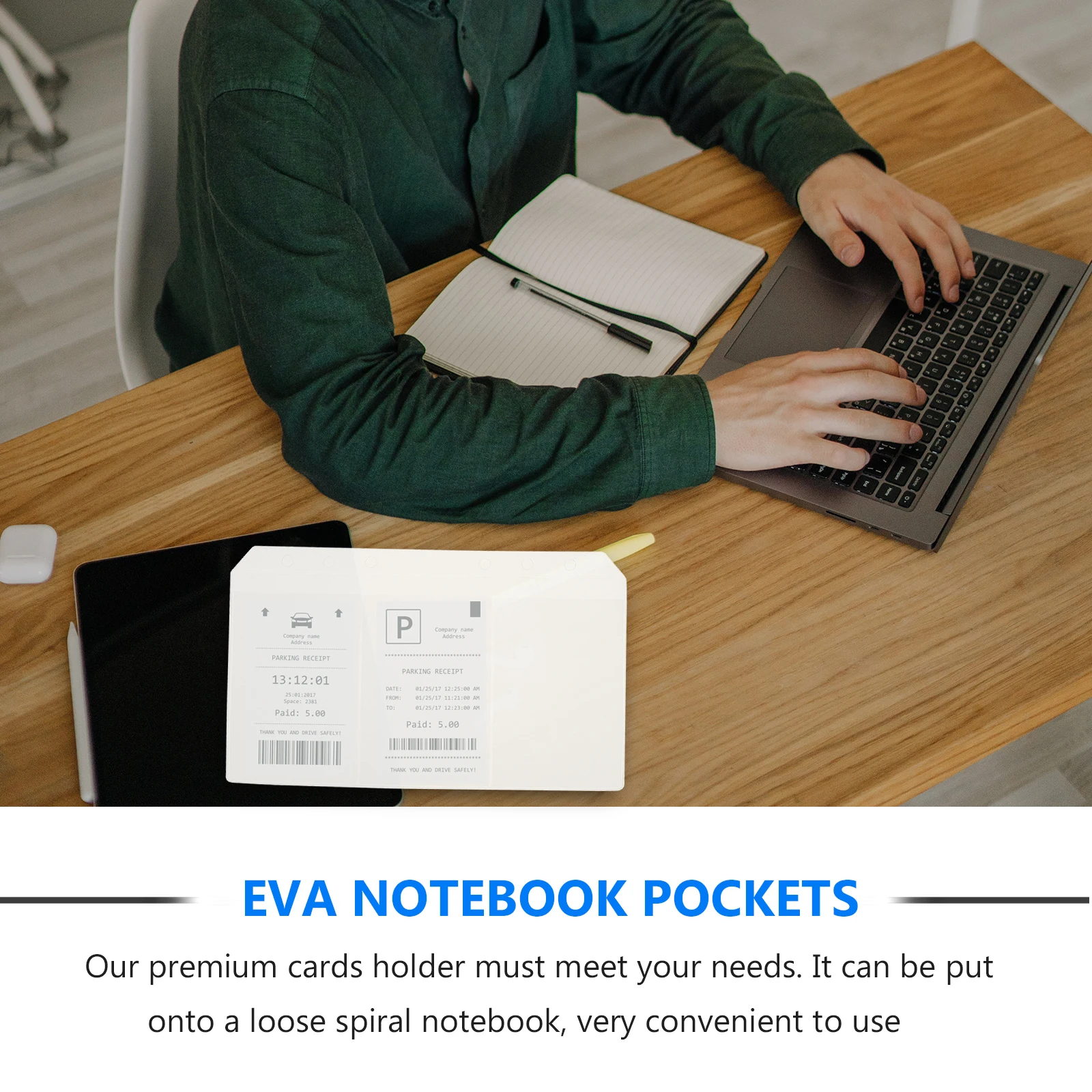 

10pcs EVA Notebook Pockets Business Card Holders Lightweight Portable Bill Storage Loose Leaf Book Pockets Name Cards Folder