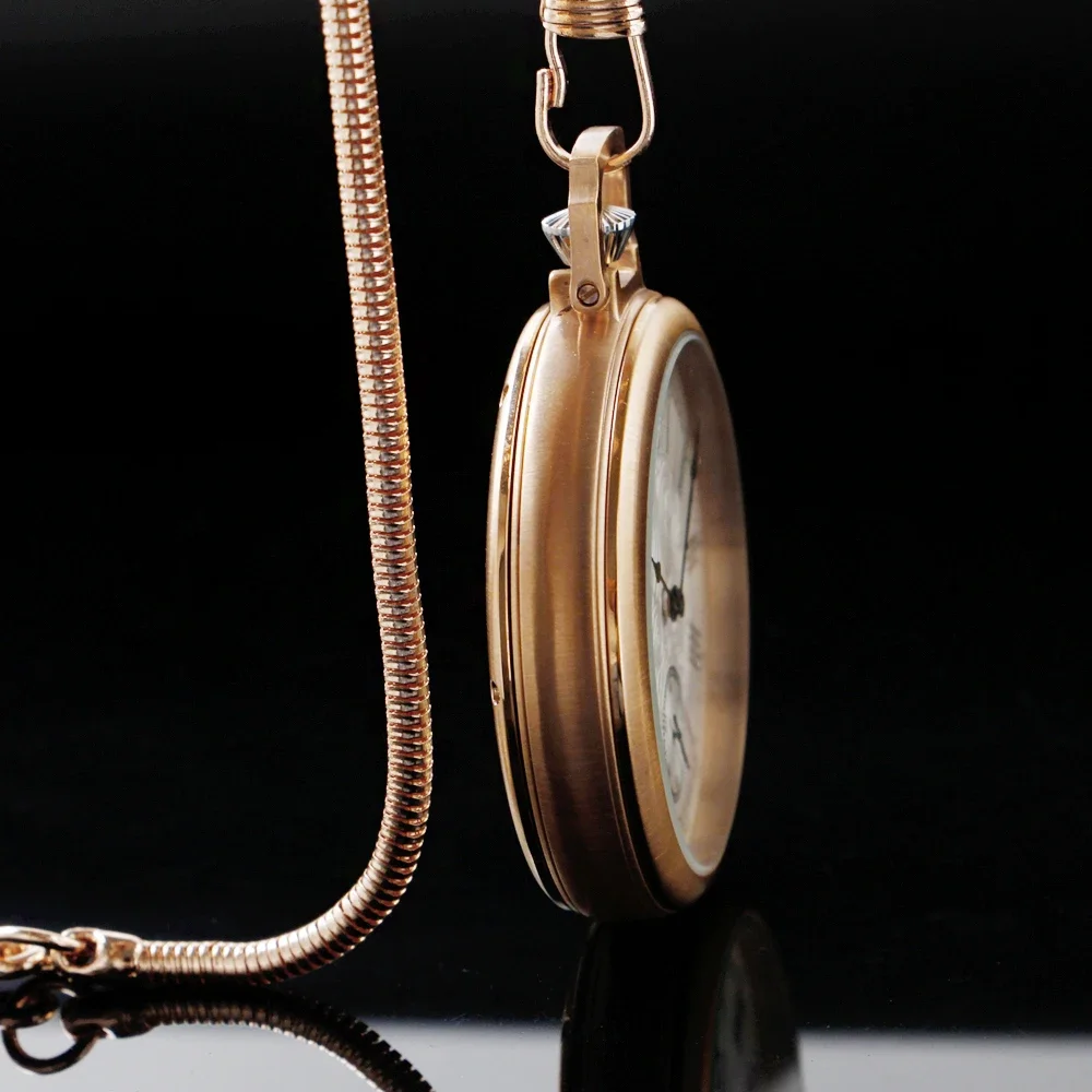 Luxury Gold Antique Pocket Watch Mechanical Wind Water Resistance Full Steel Pocket Fob Watch Christmas Birthday Collection Gift