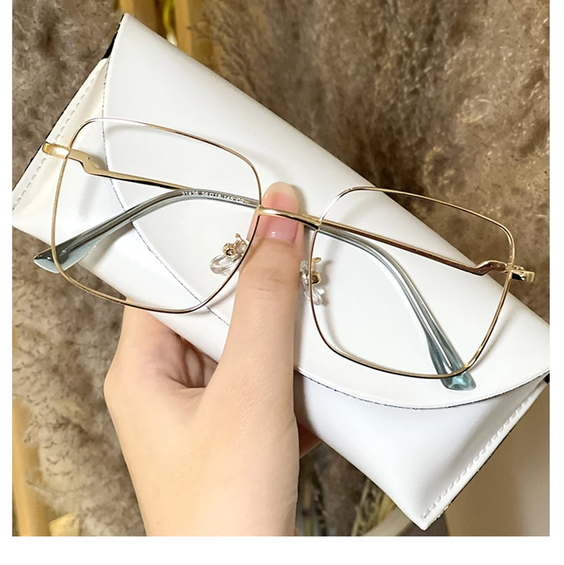 Design Temple Square Eyeglasses Prescription Glasses Fashionable Eyewear Literary Optical Frame Gold Spectacles Myopia Women