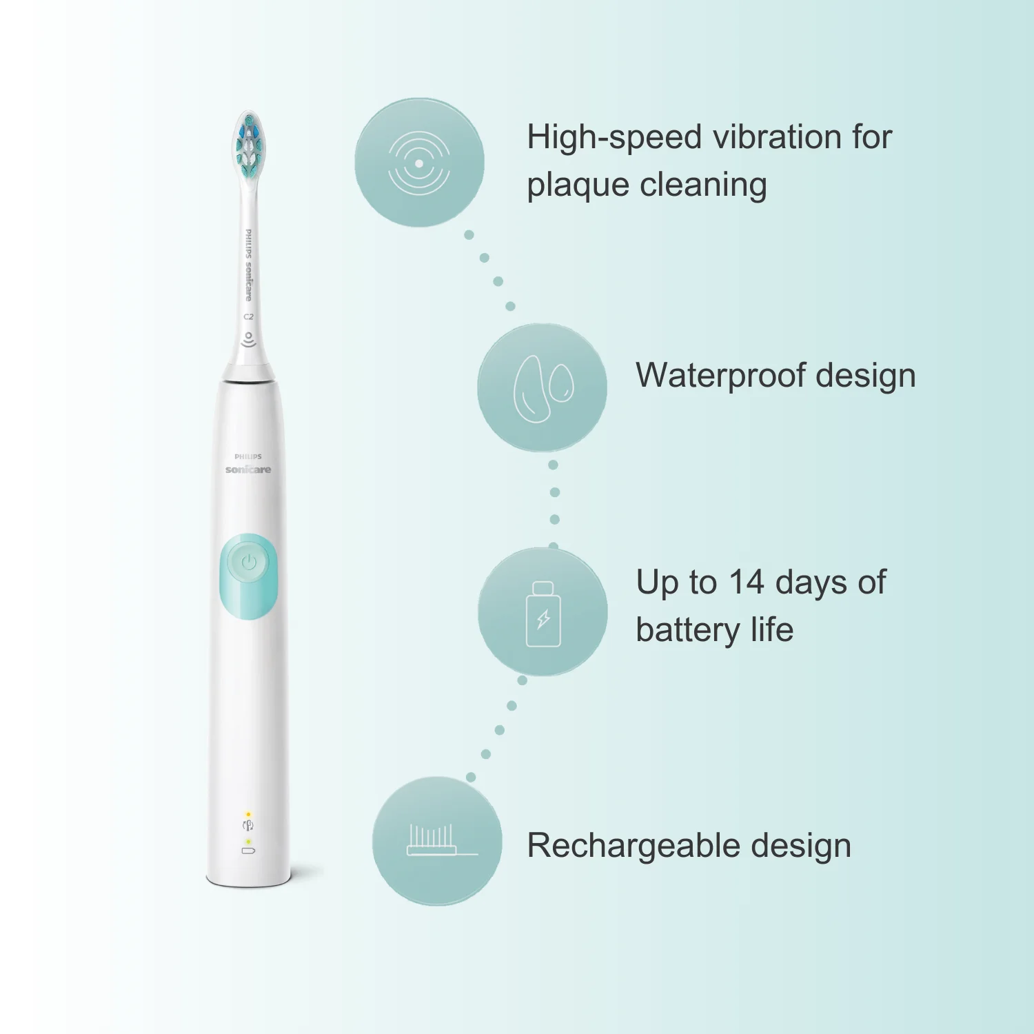 Escova de dentes elétrica Philips Sonicare série 4100 HX6817, recurso BrushSync, uso úmido e seco, 1 cabeça de escova de dentes, remoção de placa