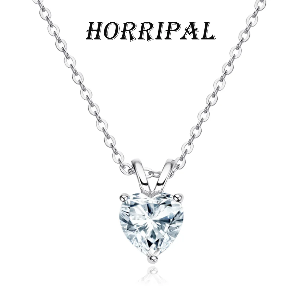 

HORRIPAL 1CT D Color VVS1 Heart Cut Moissanite Pendant Necklace For Women 925 Sterling Silver GRA Fine Jewelry Anniversary Gift