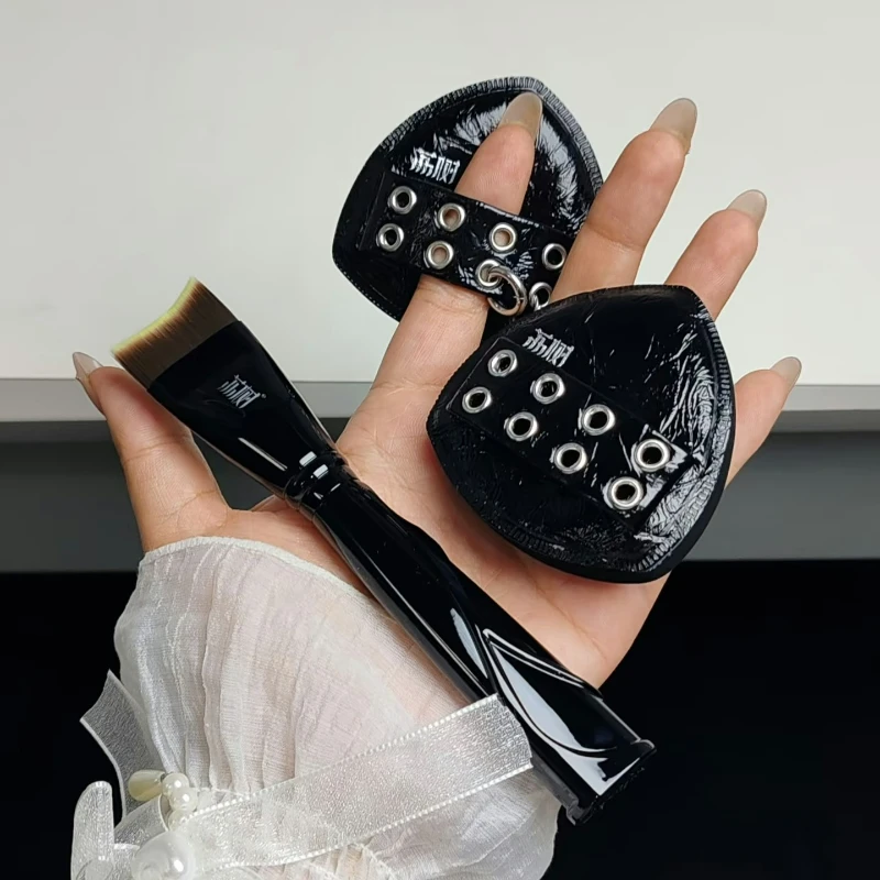 Lishu 2 SZT. Dwustronne Gąbeczki do Makijażu Punk Czarny Ananas Poduszka Powietrzna do Podkładu Gąbeczka do Makijażu na Mokro i Sucho Ultra Miękka Narzędzie do Makijażu