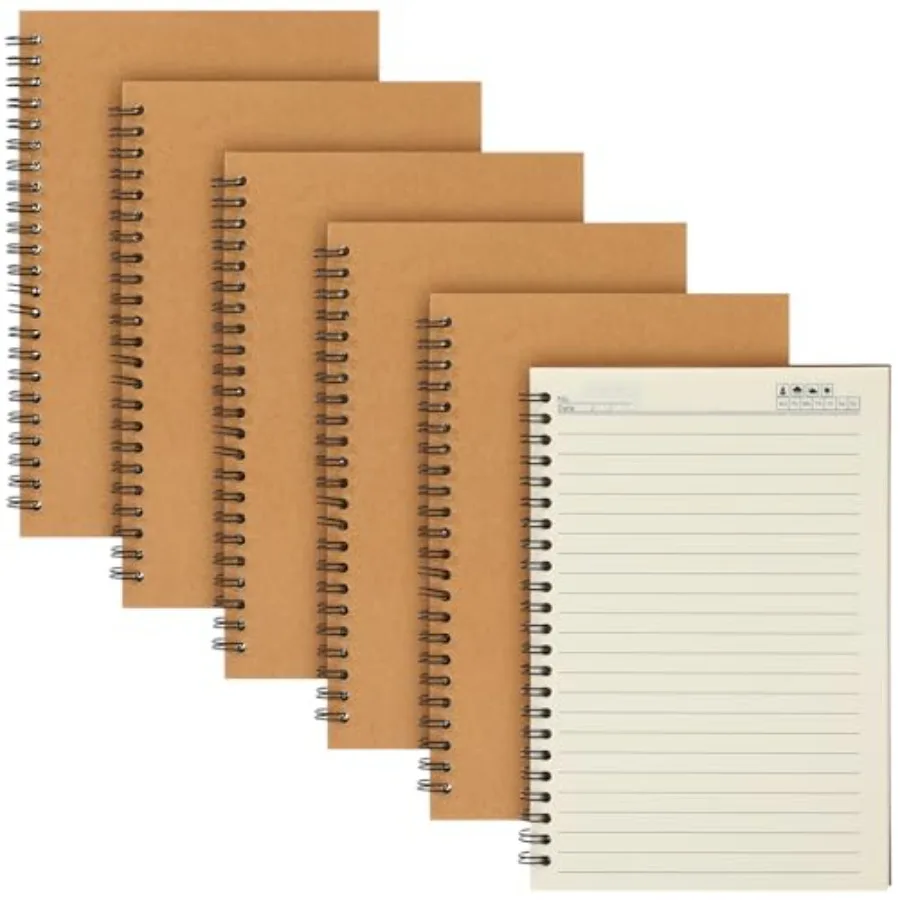 

6 Pack Spiral Notebooks A5 Bulk Back to School Hardcover Spiral Journal Notebook 5.5 x 8.3 Inch, First Day of School Journal Pa