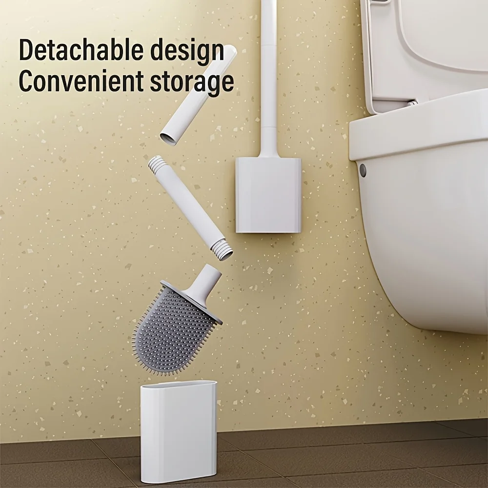 1pc Household Toilet Brush, Wall-Mounted Bathroom Cleaning Brush, No Electricity Required, Bathroom Accessories Cleaning Tool