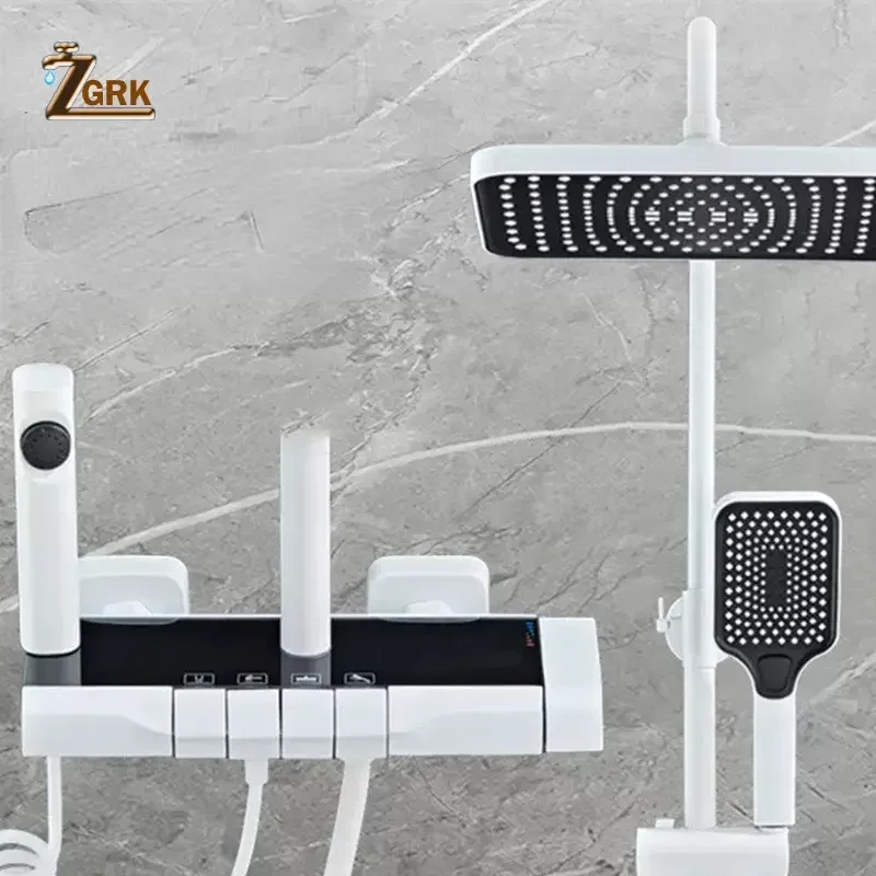 

Набор смесителей Gun Grey, смеситель для душа с цифровым дисплеем, дизайн клавиш фортепиано, набор для тропического душа для ванной комнаты, насадка для душа под давлением