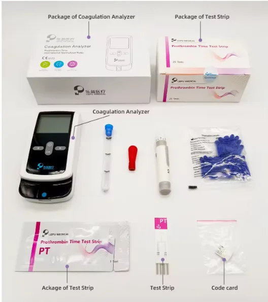 Portable Analyzer Coagulation Analysis PT INR Test PT-M1-11 Coagulation Analyzer with Bluetooth and Test Strip