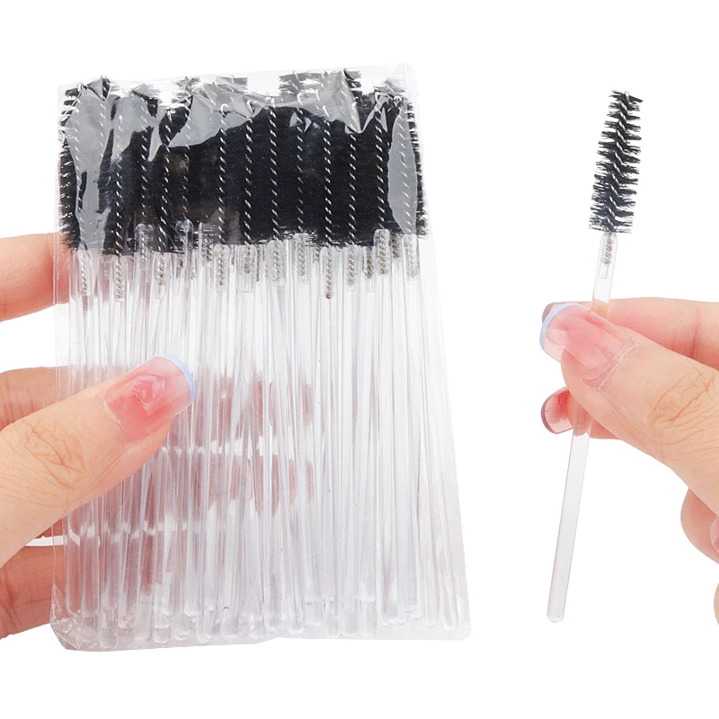 200/500 Pcs Disposable Transparent rod Eyelash Brush Comb Eyebrow Eye Lashes Extension Mascara Wands Makeup Female Beauty Tools