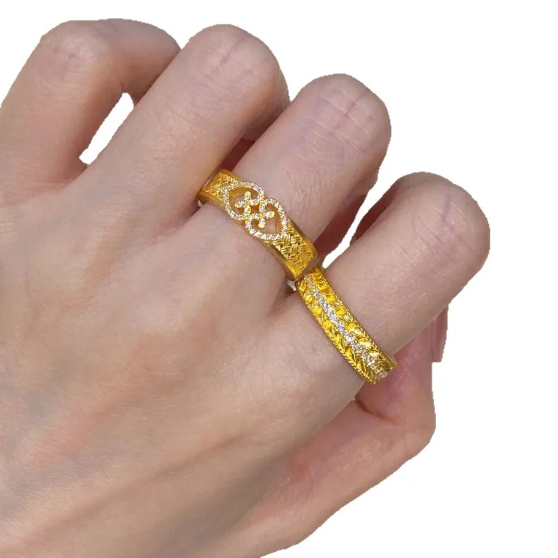 Xiaohongshu شعبية الذهب نقطة الماس القمح الأذن زهرة الحرير خاتم المرأة القانون القديم ضوء الفاخرة النبيلة المتخصصة تصميم حلقة مفتوحة