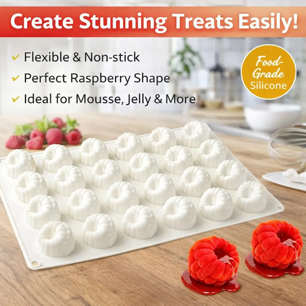 6 Hole Raspberry Design Mousse Silicone Mousse Mold 3D Fruit Dessert Chocolate Mould DIY Cake Decorating Tools Bakeware view 4