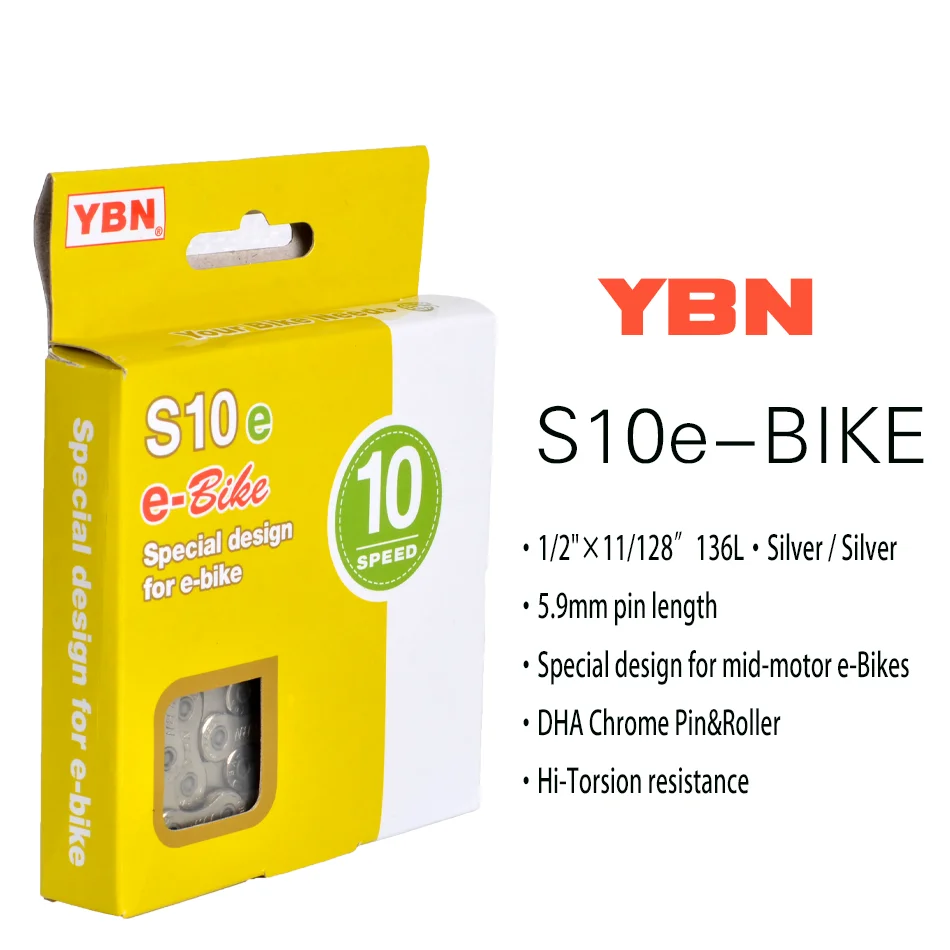 YBN E-Bike Chains 8/9/10/11/12 speed Electric bicycle chain Special design For Mid-Motor BOSCH E-Bike and SHINANO e-Bike System