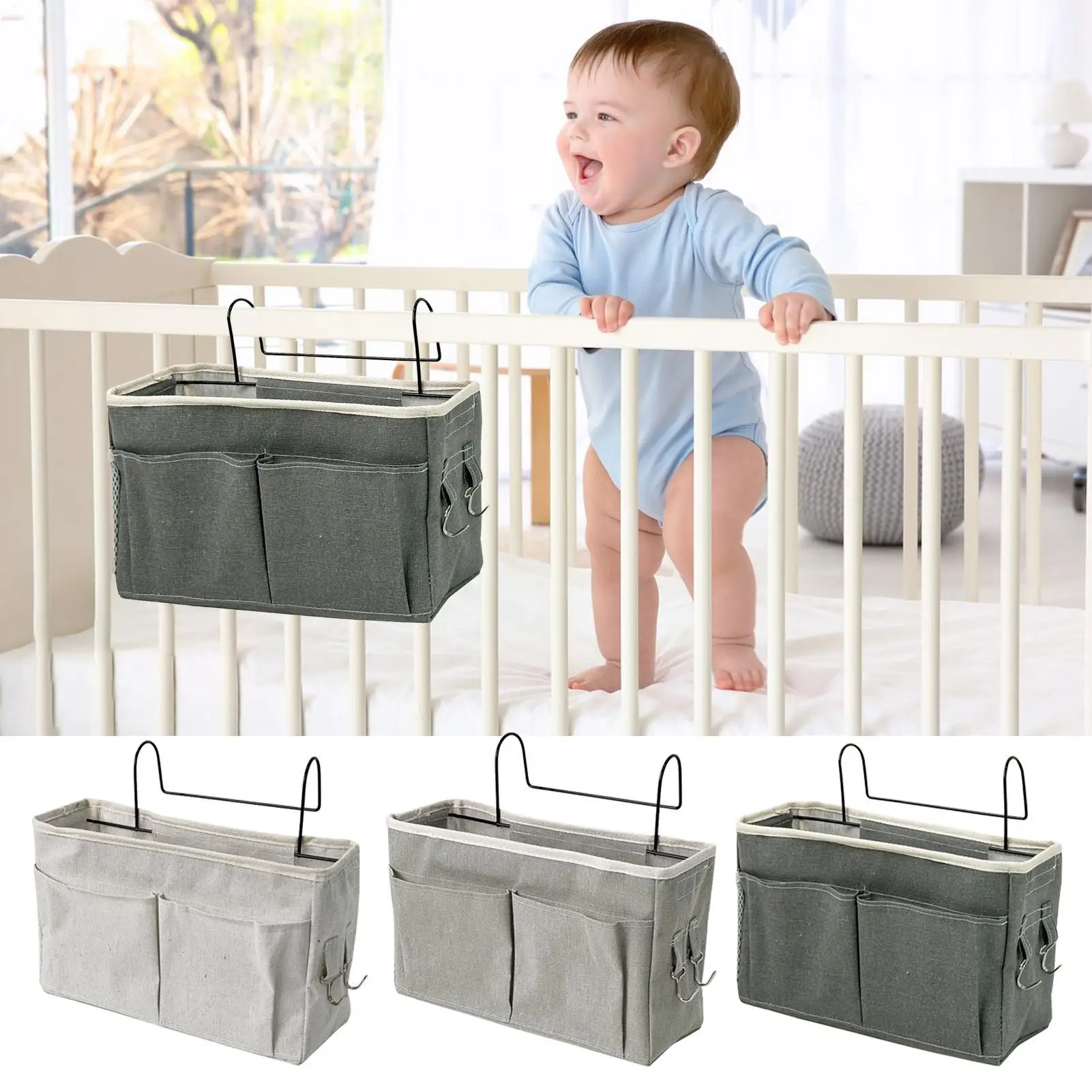 جيوب السرير تخزين بجانب السرير قابل للتعديل وموفر للمساحة حقيبة تخزين زجاجات الأطفال لغرفة النوم وغرفة الأطفال بطابقين #2
