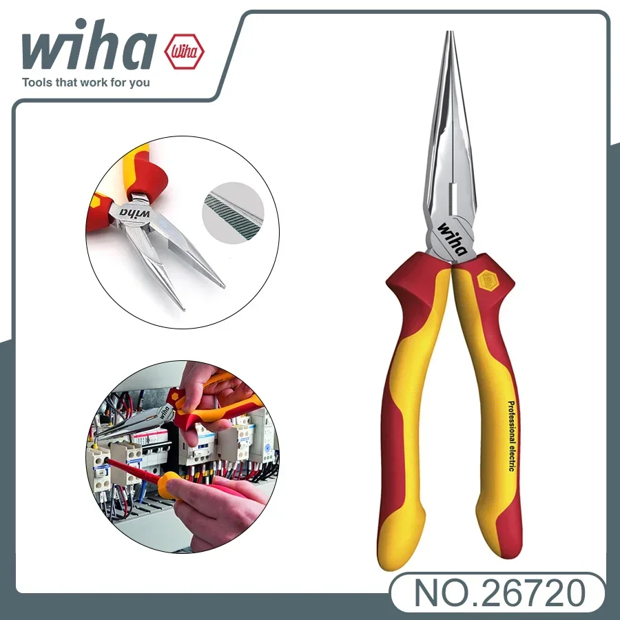 WIHA 26720 1PCS/3PCS Insulated Pliers Series 26708 Combination Pliers  Insualted Needle Nose Pliers 43335 Diagonal  1000V