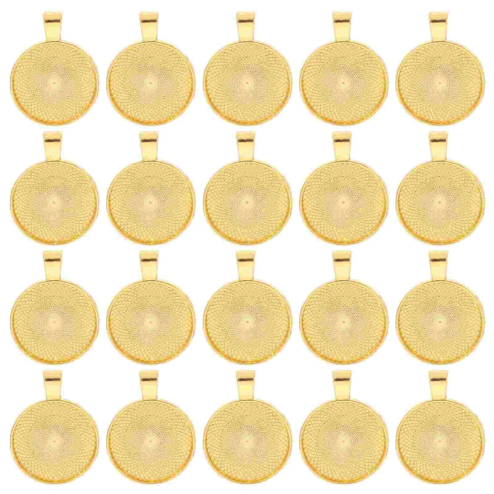 40 Pcs Round Pendant Base Vintage Cabochon Bezel Settings Trays Charms Heart-shaped DIY Jewelry Bezels