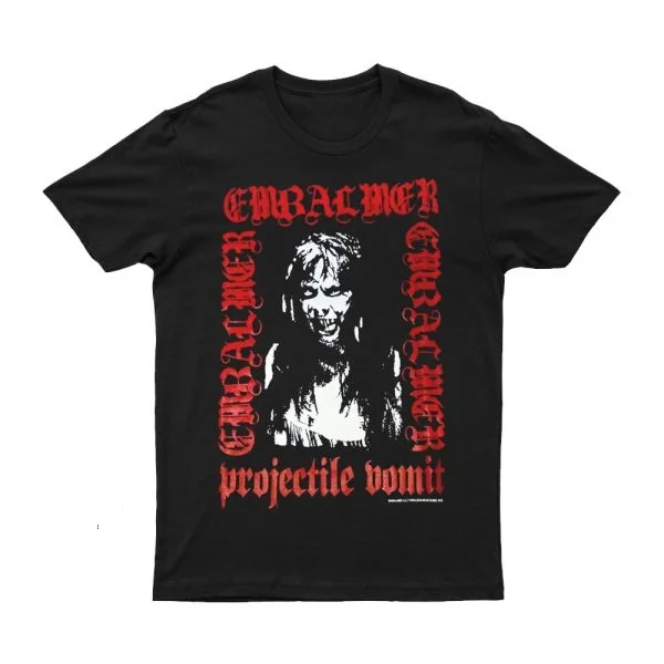 

2025 New EMBALMER – PROJECTILE VOMIT Printed Unisex Street Fashion Trend Short Sleeved Pure Cotton Round Neck