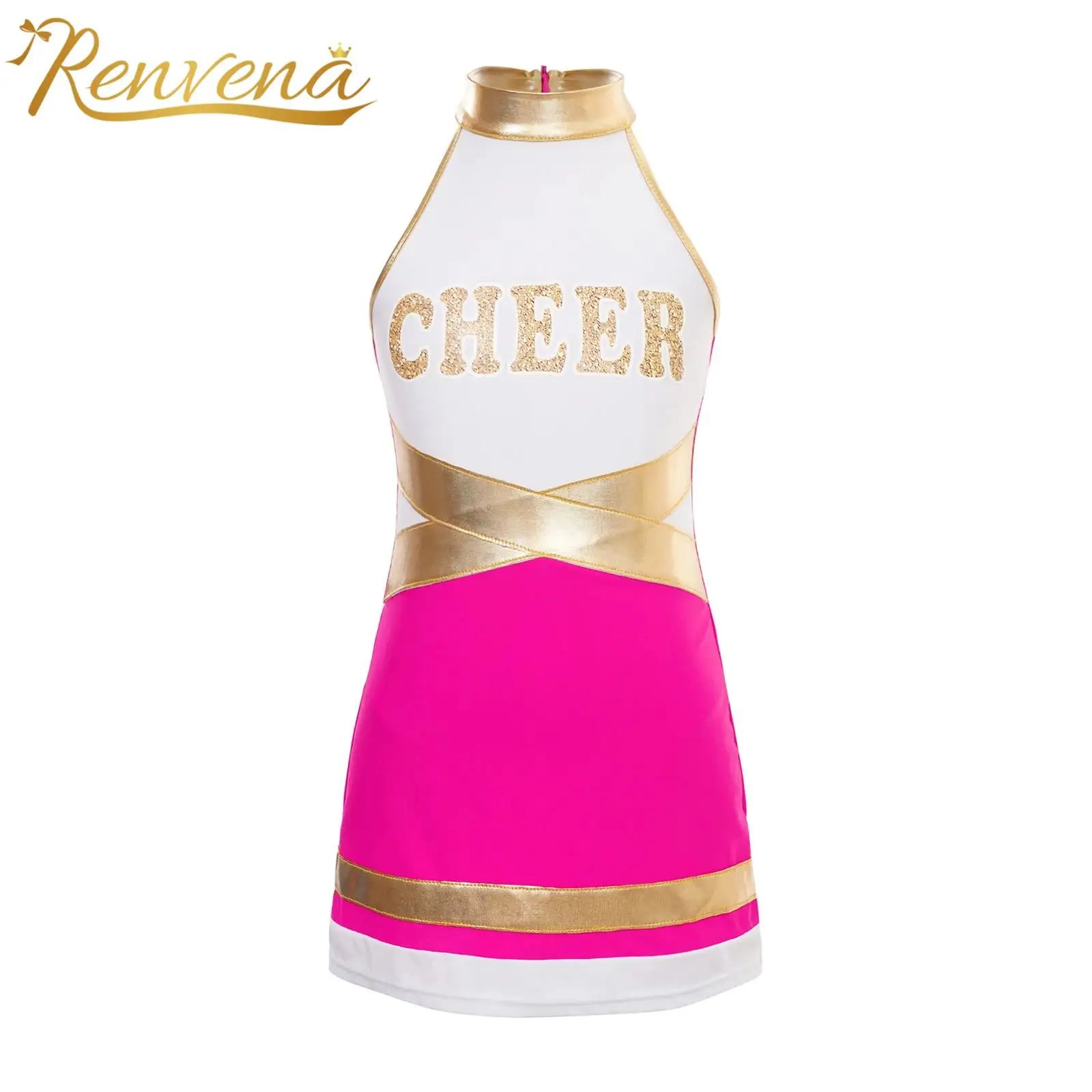 Kids Letter Print Cheerleading Uniform Dress for Dancing Carnival Schoolgirl Cheering Team Costume Children Cheer Dance Dresses