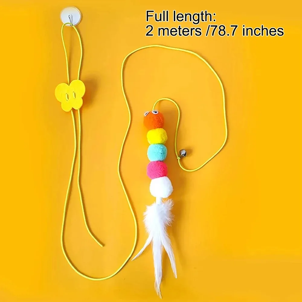 Pet Cat Toys Funny Stick Kitten Self -hi Elastic Rope Dragonfly Shape Feather Bell Teasing Stick Hanging Swing Thousands