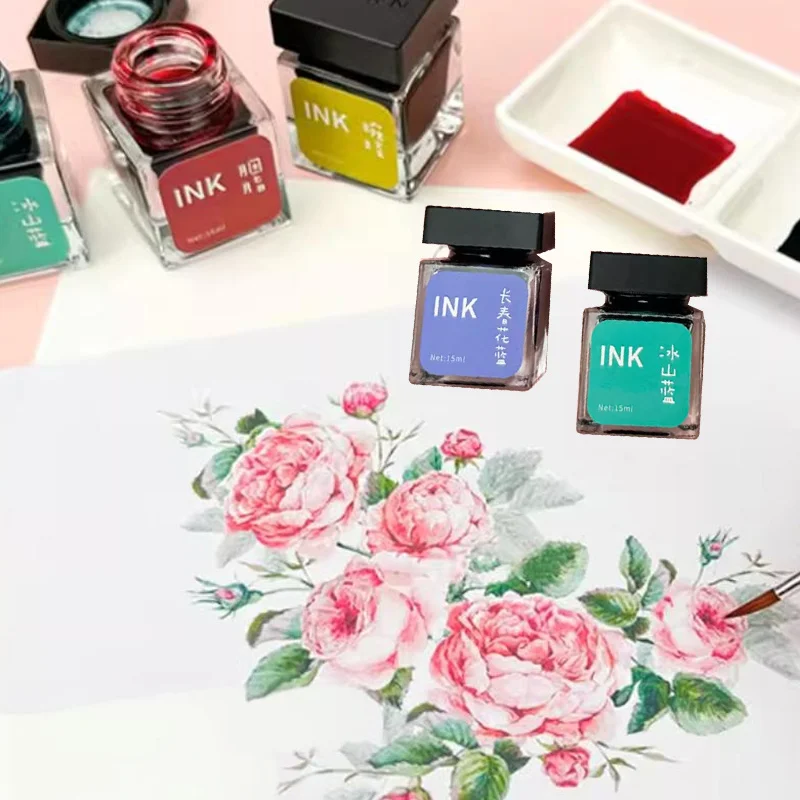15ml Non-carbon Color Ink Not Easy To Block The Pen Easy To Clean for Fountain Pen Dipping Water Pen Painting Writing Graffiti