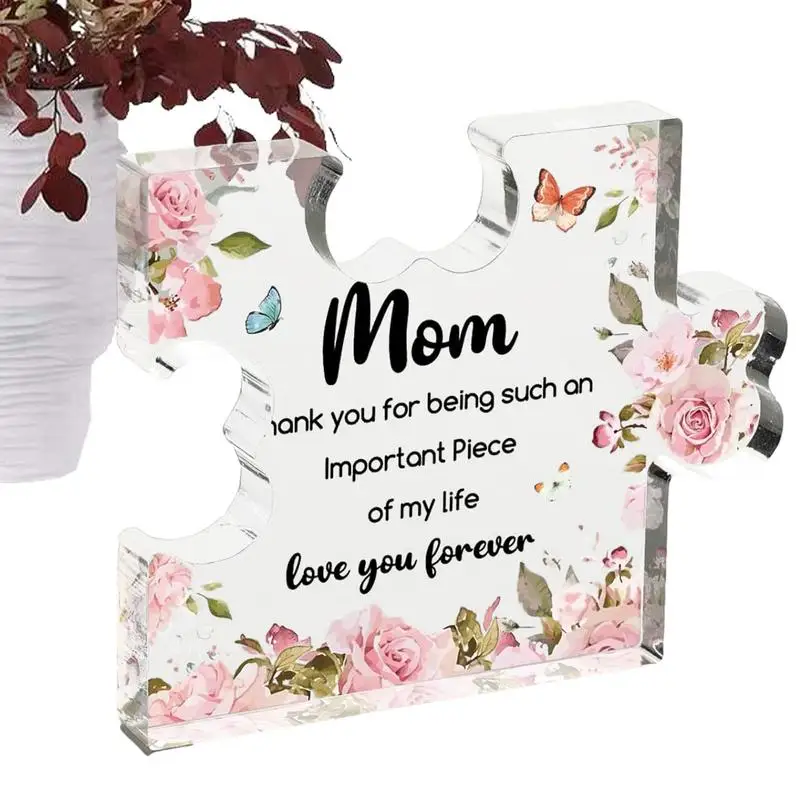 Birthday Gifts For Mom Unique Engraved Acrylic Block Puzzle Piece Acrylic Gifts Small Delicate Mom Presents Heartwarming Gifts