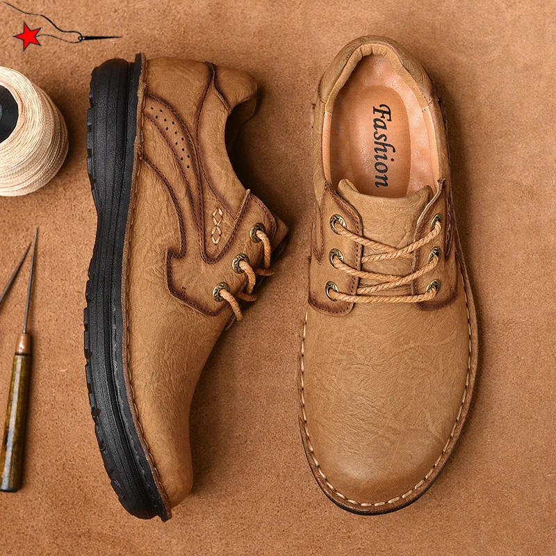 handcrafted-american-style-casual-leather-shoes-lightweight-breathable-slip-on-stitched-men's-footwear-resistant-to-odor