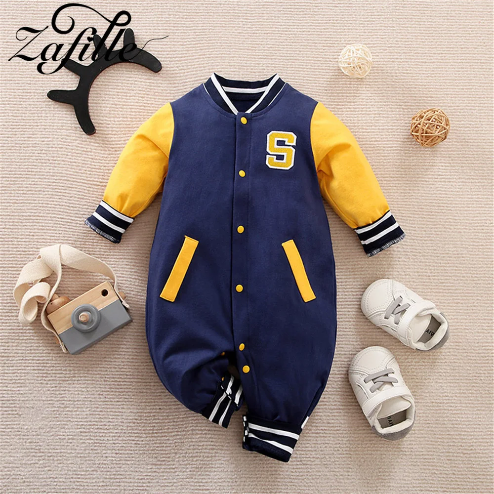 ZAFILLE Men\'s Baby Clothes For Newborns Boys Baseball Team Sport Jersey Baby\'s Rompers Letter Overalls For Kids Boys Jumpsuit