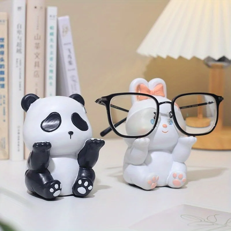 1Pc Cute Panda Glasses Display Stand for Nightstand Funny Animal Decorative Eyeglass Sunglass Holder Home Office Desk Decoration