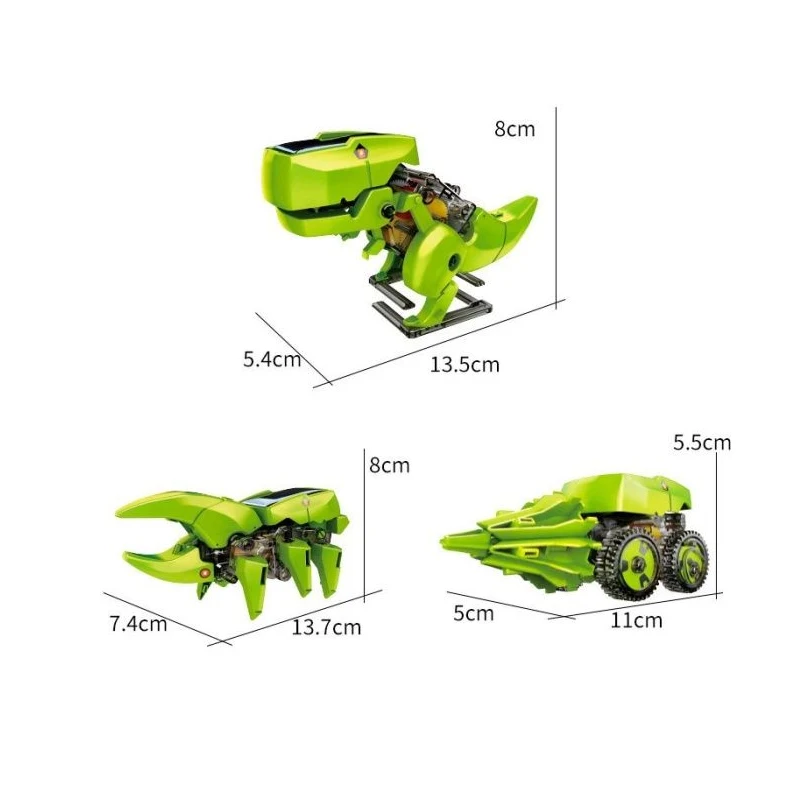 DIY 3-in-1 Solar Powered Transformable Assembled Dinosaur Robot Scientific Experimental Toy
