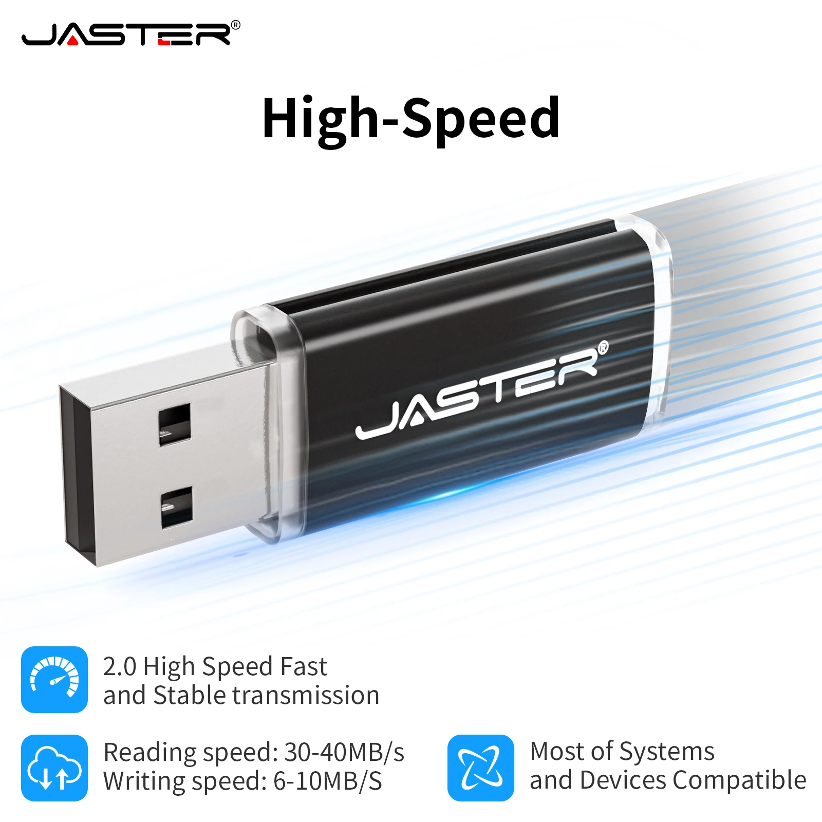 JASTER New Portable USB Flash Drives  Metal Pen Drive With Key Chain Memory Stick 64GB/32GB/16GB/8GB/4GB Pendrive U Di