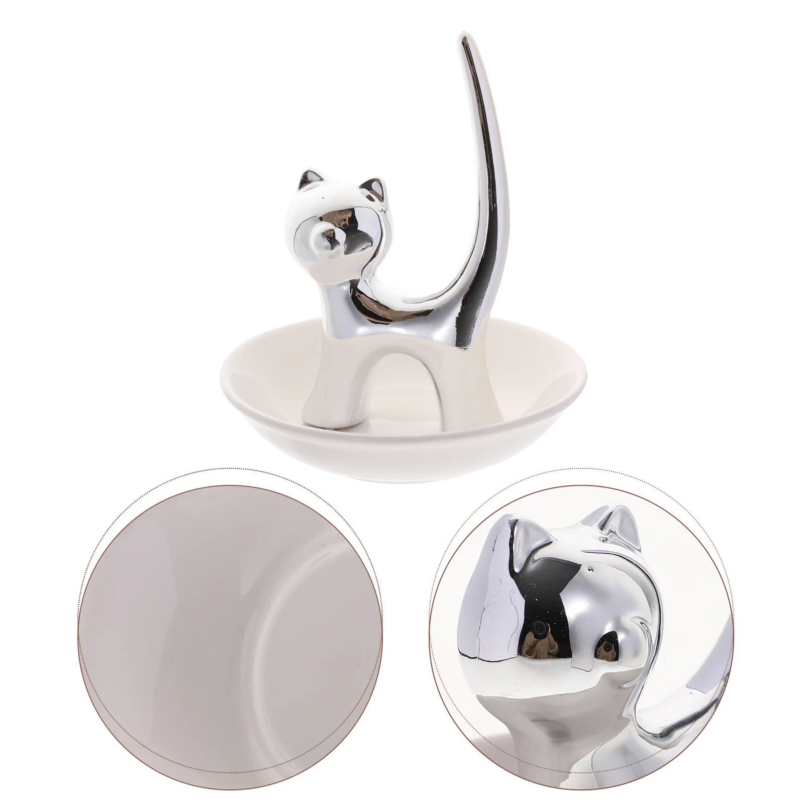 Katzen-Schmuckschale, stilvolle Keramikplatte, langlebiges Schmuck-Aufbewahrungstablett für Zuhause, Schlafzimmer, Kommode, Display, stilvolles Schmucktablett