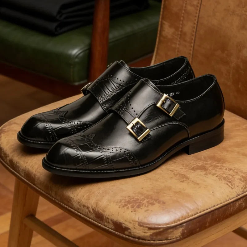 

Vintage Mens Genuine Leather Dress Shoes Luxury Handmade Quality 2026 Autumn Fashion Outdoor Office Business Social Shoes Man
