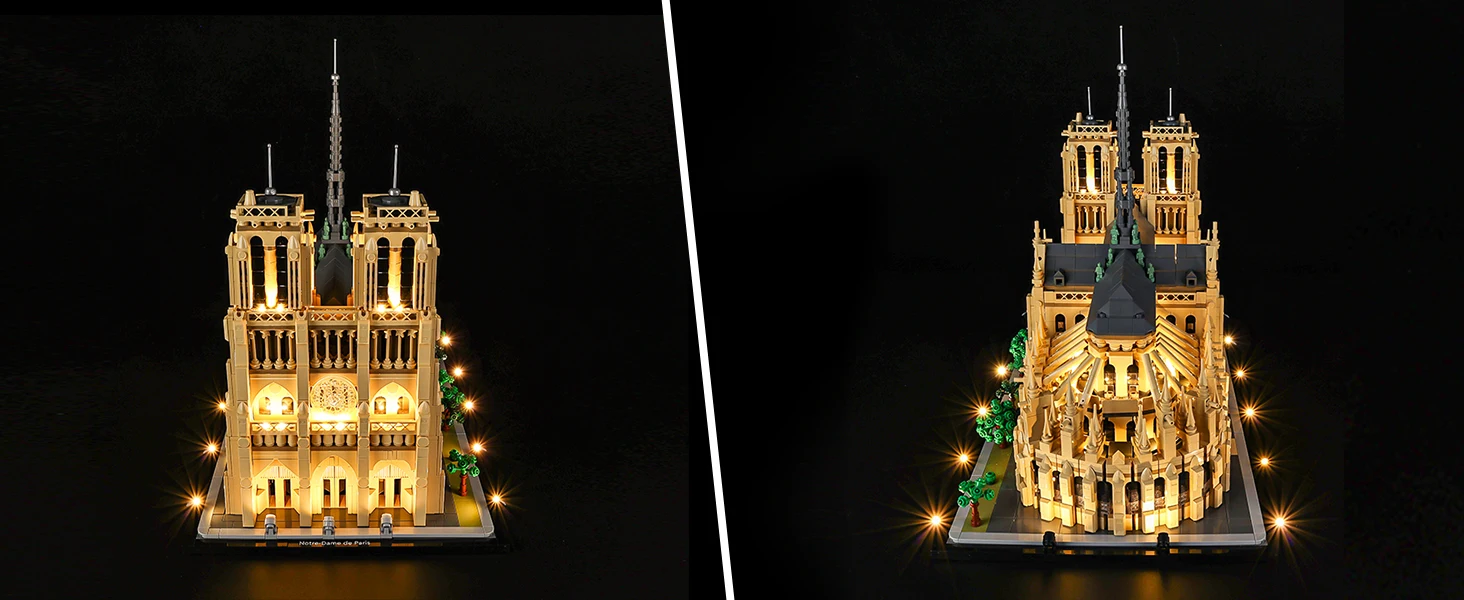 Kyglaring LED-Licht-Set geeignet für Lego Notre Dame De Paris 21061 Bausteine, Dekorative Lampe, Lego-Bausteine nicht enthalten. – Detail 4
