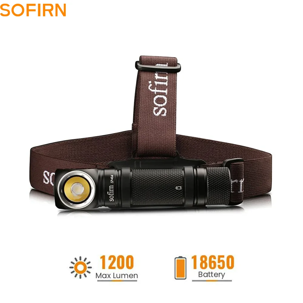SOFIRN SP40A TIR Lens Head Torch LED 1200 Lumen Dual Compatible 18650/18350 Battery Rechargeable Headlight Adjustable Flashlight