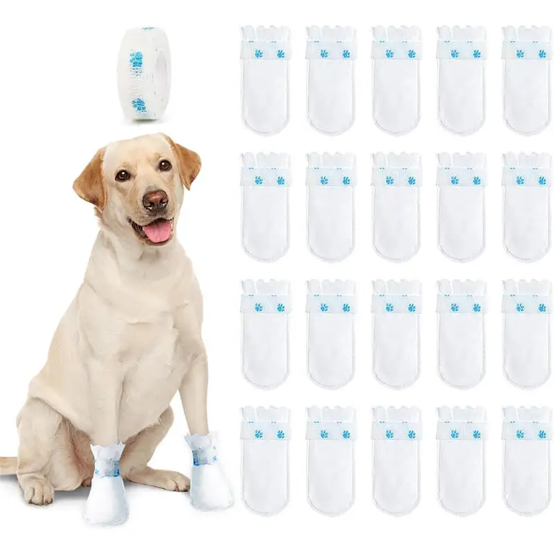 20 PCS/pack White Disposable Pet Shoe Covers Pet Boots Dog Foot Covers Waterproof Dustproof Breathable Outdoor Protector