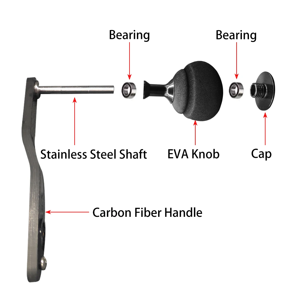 Leichte Carbon Faser Angelrolle Griff mit EVA Knopf Für Baitcastingrolle Angeln Zubehör Meer Angeln Reel Griff