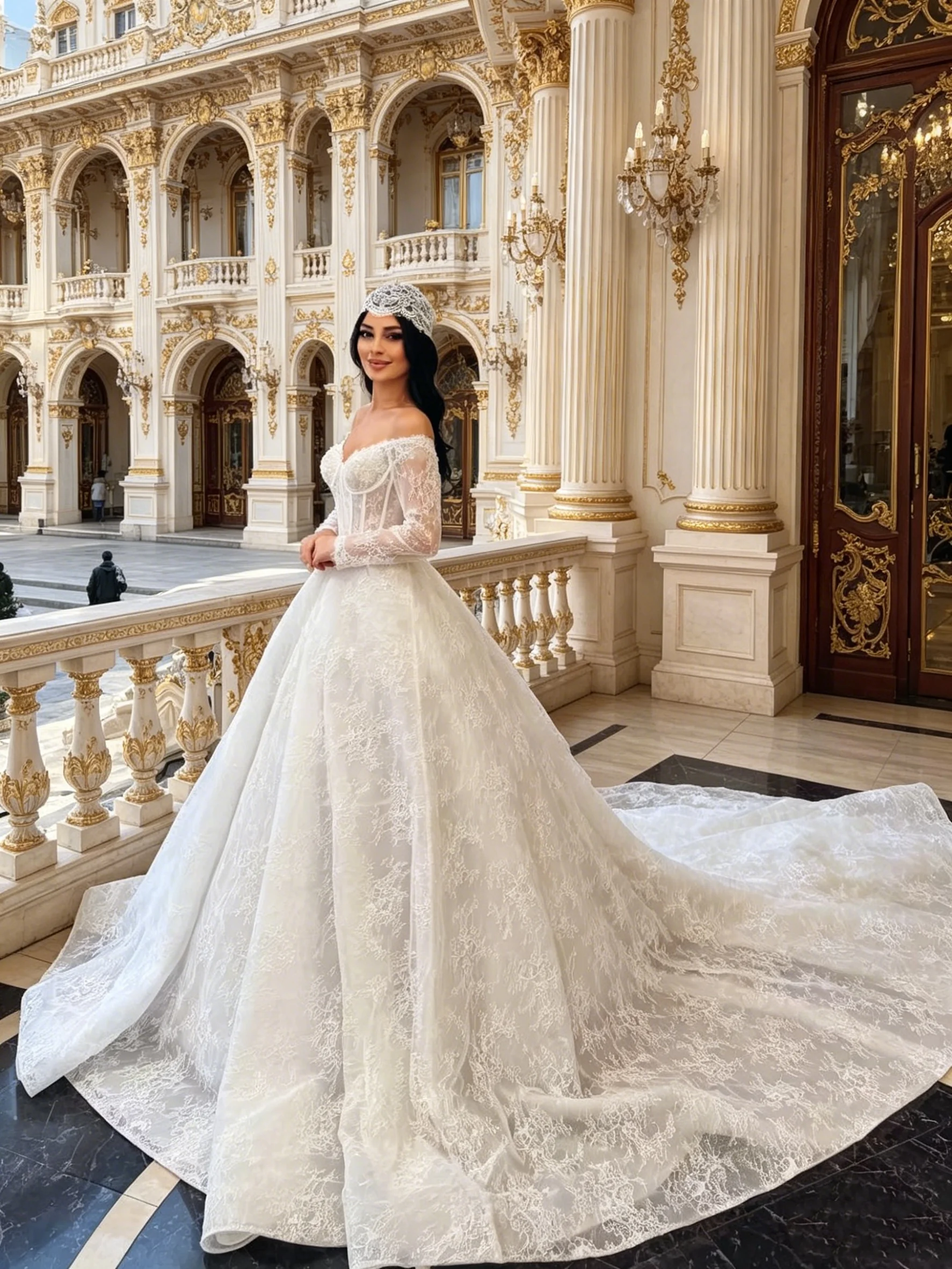 Customized Lace Wedding Dress Long Sleeve Estilo Princesa Elegantes Bespoke Vestido Abiti Da Sposa Noiva Vestido De Novia