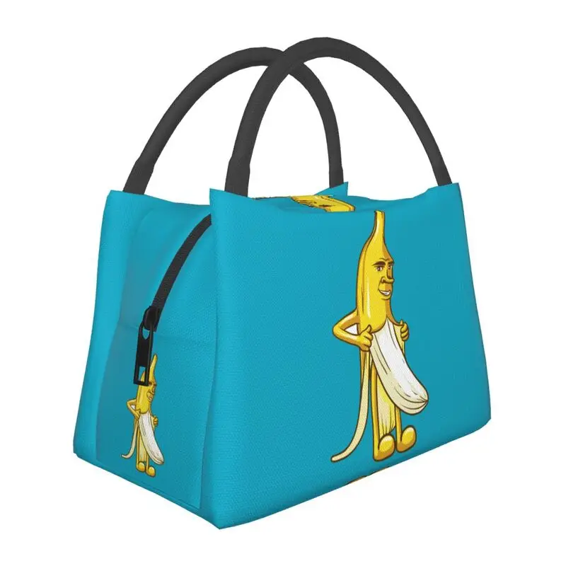 

Funny Banana Striptease Censored Naked Insulated Lunch Bag for Work Office Humor Creative Cooler Thermal Bento Box Women