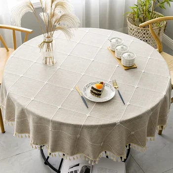Tovaglia rotonda in cotone e lino scozzese, per matrimoni, hotel, banchetti, tovaglie, per interni, sala da pranzo, cucina, decorazioni per esterni