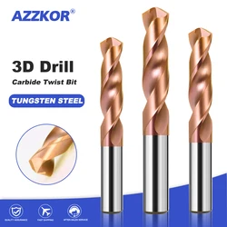 Carbide Alloy 3D Drill Tungsten Steel Super Hard Stainless Twist Bit Straight Handle Solid Interval Bronze For CNC Metal 100mm